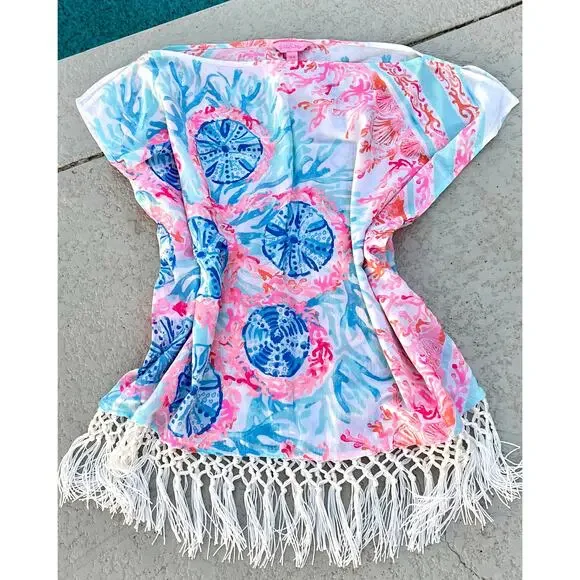 Lilly Pulitzer Jasmine Caftan Swim Coverup Tassel Hem Resort XS/S - Picture 2 of 4